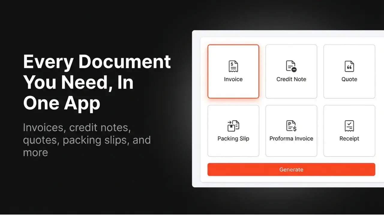 PDF Invoice: Document type selection interface