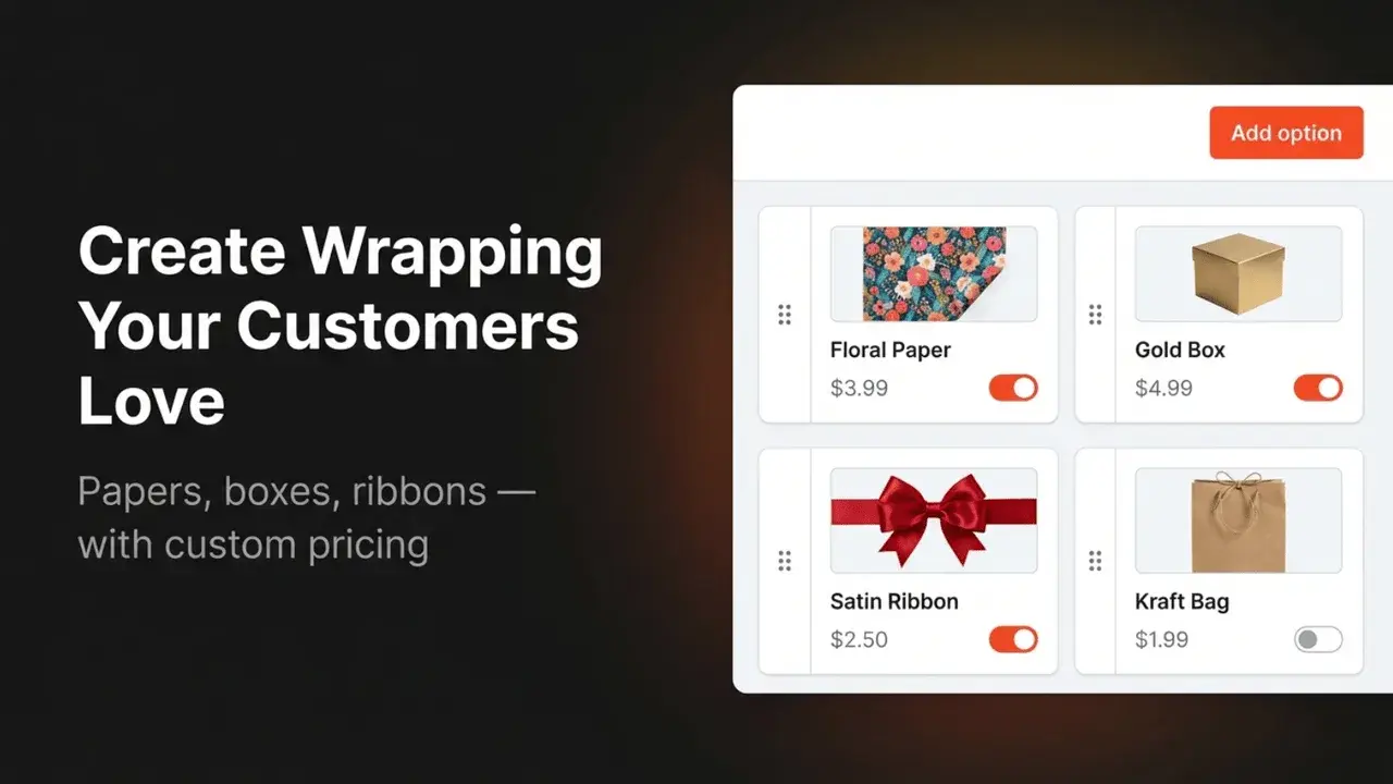 Gift Wrap & Message: Gift wrap options management dashboard