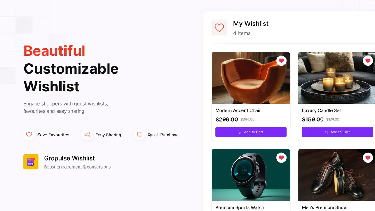 Wishlist & Upsell: Customizable Wishlist