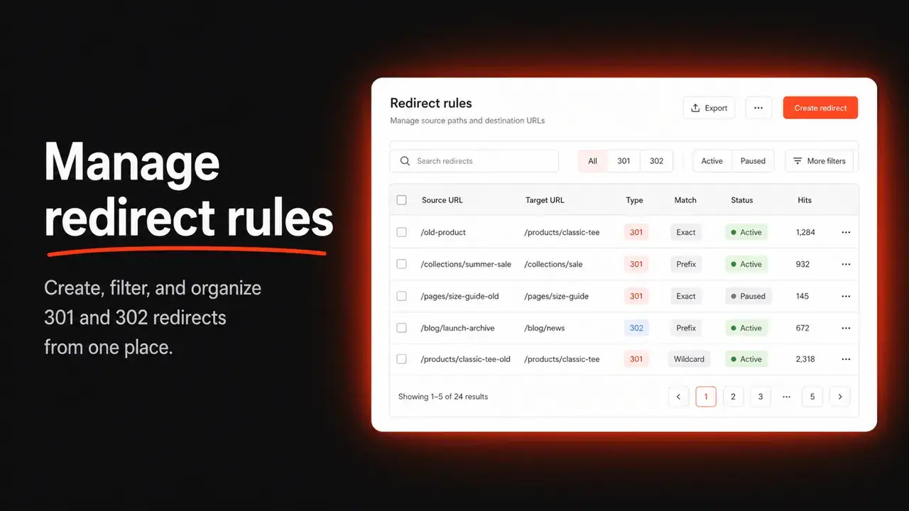Redirect Manager: manage redirect rules