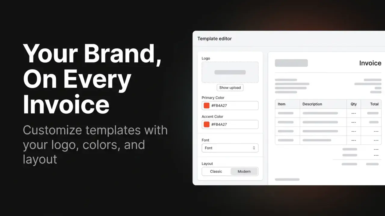 PDF Invoice: Invoice template customization editor