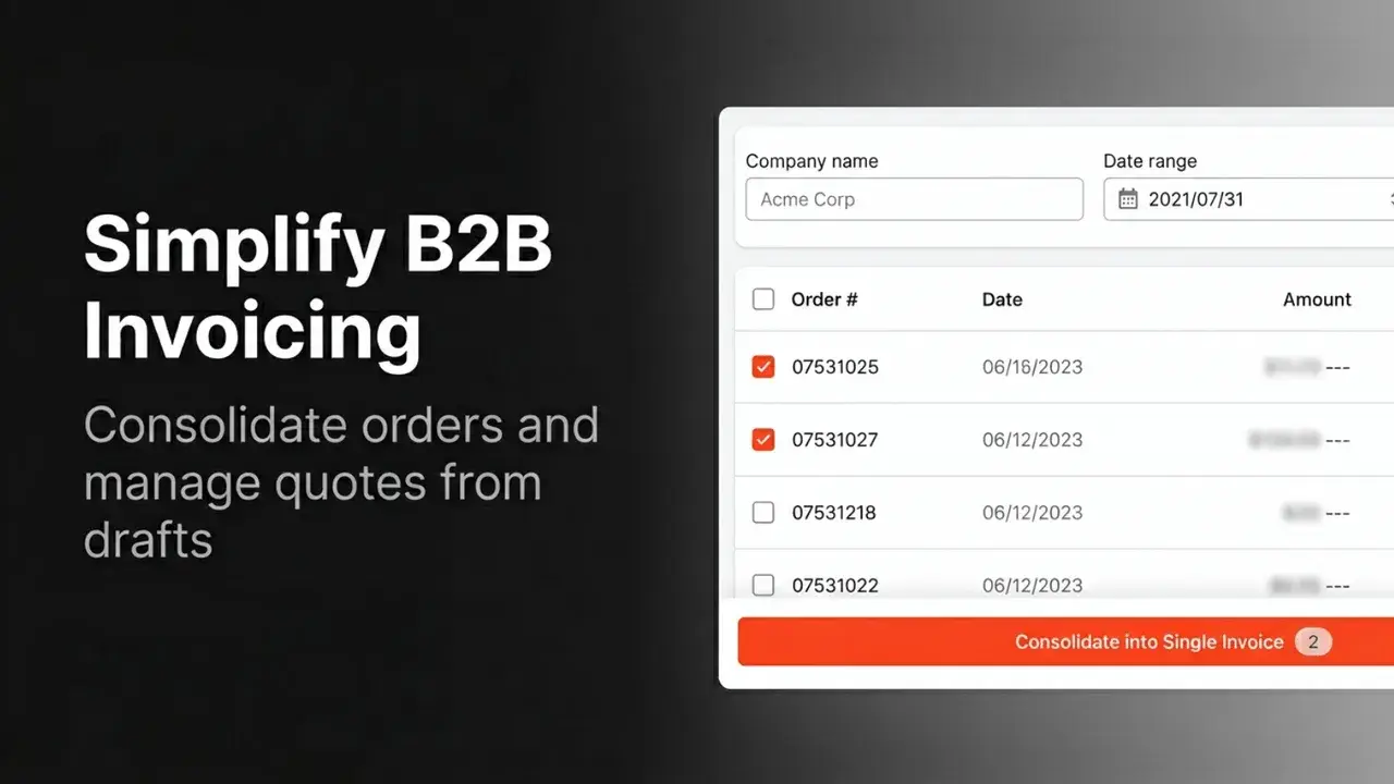 PDF Invoice: B2B order consolidation dashboard view