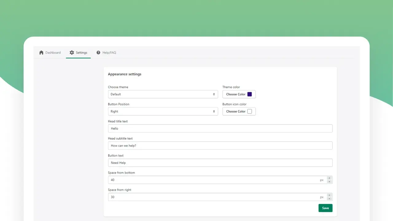 HelpMate: Settings Page