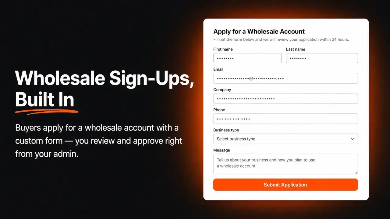 OrderPad: Wholesale account application form
