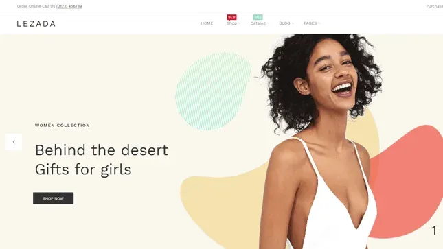 Lezada Shopify theme homepage